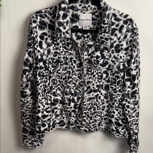 Tommy Bahama Linen Monochrome Animal Print Jean Jacket